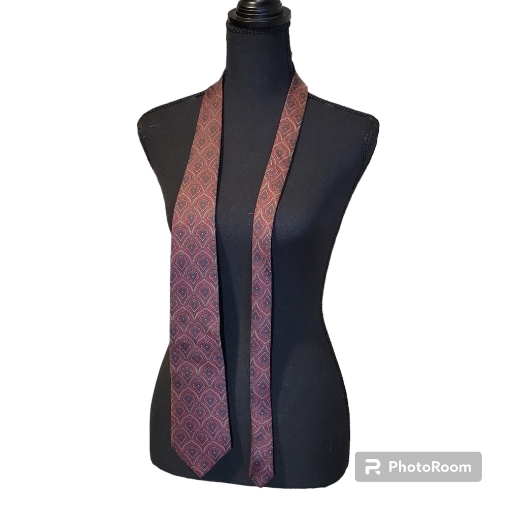 John Ashford red & blue pure silk tie